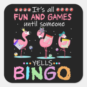Flamingo Flaming Bingo Funny Square Sticker