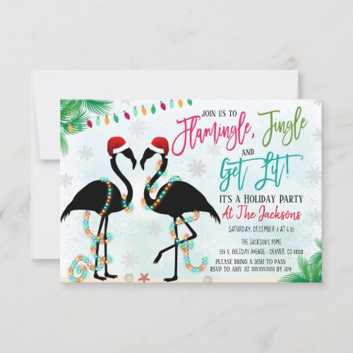 Flamingo Flamingle and Jingle Party Invitation