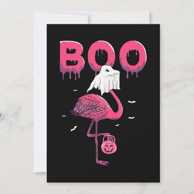Flamingo | Flamingo Boo Ghost Halloween Save The Date (Front)