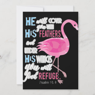 Flamingo Flamingo Christian Psalm 91 Bible Verse Holiday Card