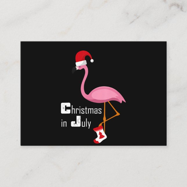 Flamingo | Flamingo Christmas In July Funny Party Enclosure Card (Front)