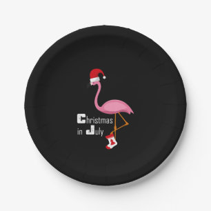 Flamingo   Flamingo Christmas In July Funny Party Paper Plates