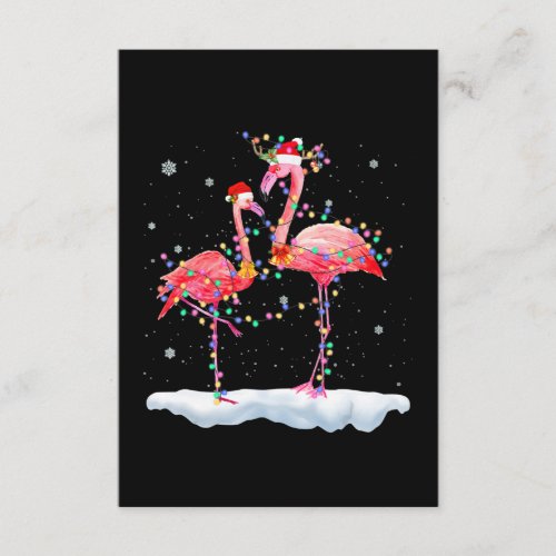 Flamingo  Flamingo Christmas Tree Santa Hat Xmas Enclosure Card