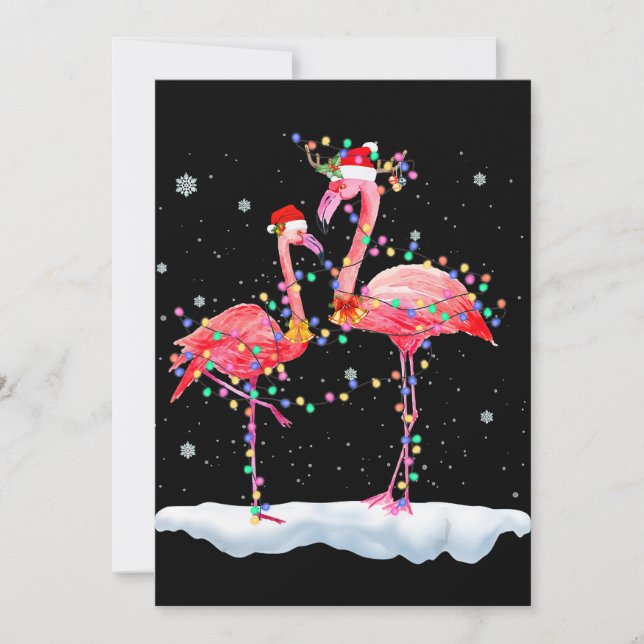 Flamingo | Flamingo Christmas Tree Santa Hat Xmas Holiday Card (Front)