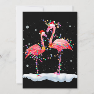 Flamingo Flamingo Christmas Tree Santa Hat Xmas Holiday Card
