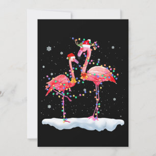 Flamingo Flamingo Christmas Tree Santa Hat Xmas Invitation
