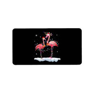 Flamingo Flamingo Christmas Tree Santa Hat Xmas Label