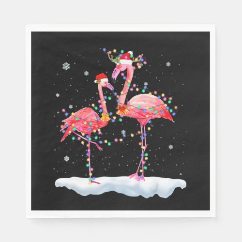 Flamingo  Flamingo Christmas Tree Santa Hat Xmas Napkins