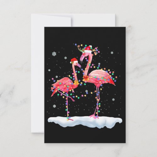 Flamingo  Flamingo Christmas Tree Santa Hat Xmas Thank You Card