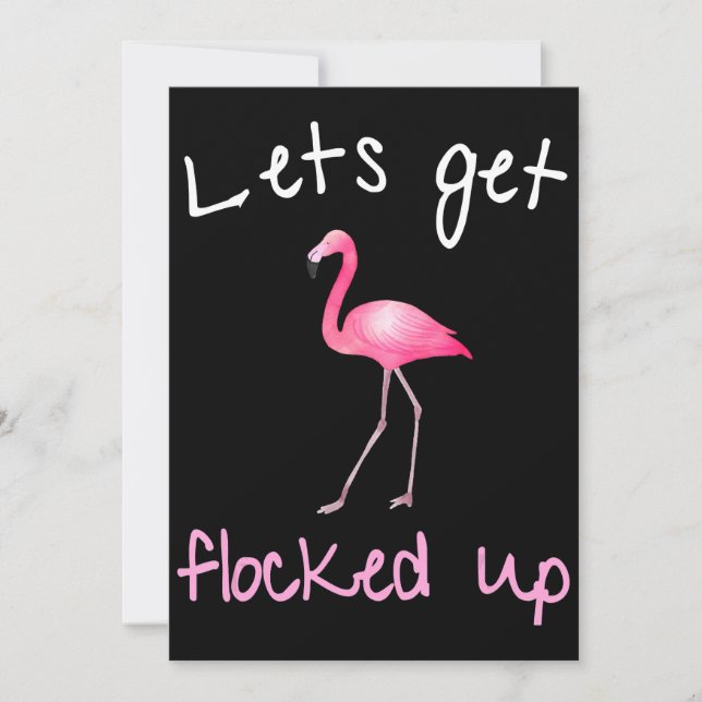 Flamingo | Flamingo - Lets Get Flocked Up Holiday Card (Front)