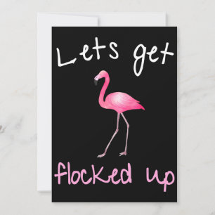 Flamingo Flamingo - Lets Get Flocked Up Holiday Card