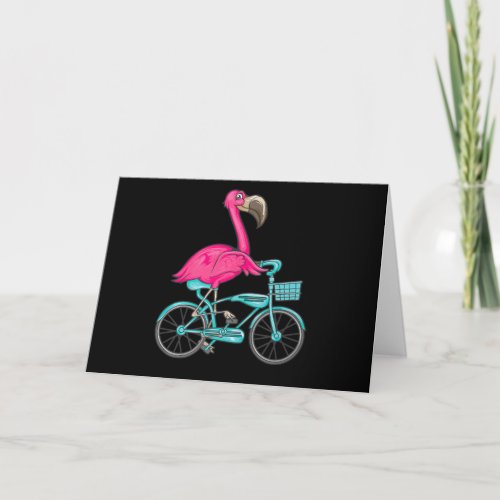 Flamingo  Flamingo Riding A Bicycle Cool Bikers Holiday Card