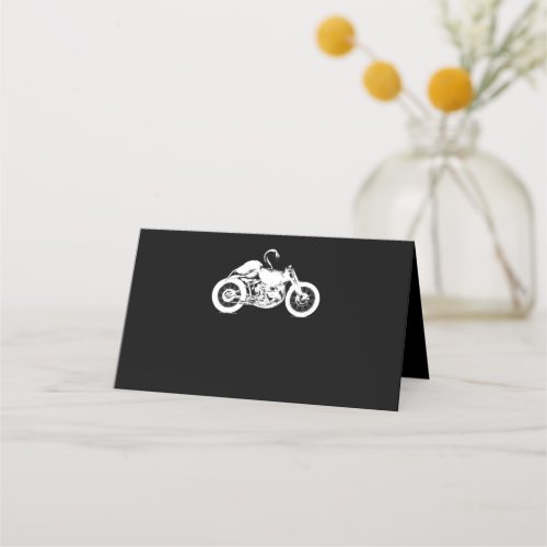 Flamingo  Flamingo Riding Motorcycle Distressed Place Card