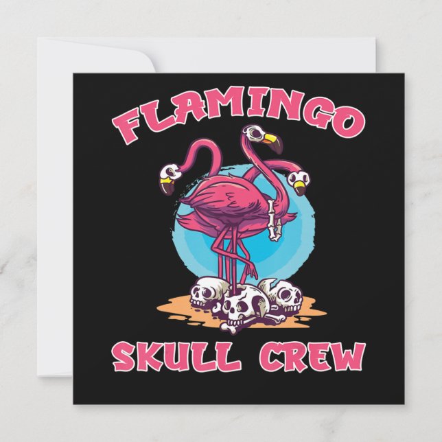 Flamingo | Flamingo Skull Crew Halloween Costume Invitation (Front)