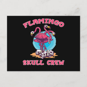 Flamingo   Flamingo Skull Crew Halloween Costume Invitation Postcard