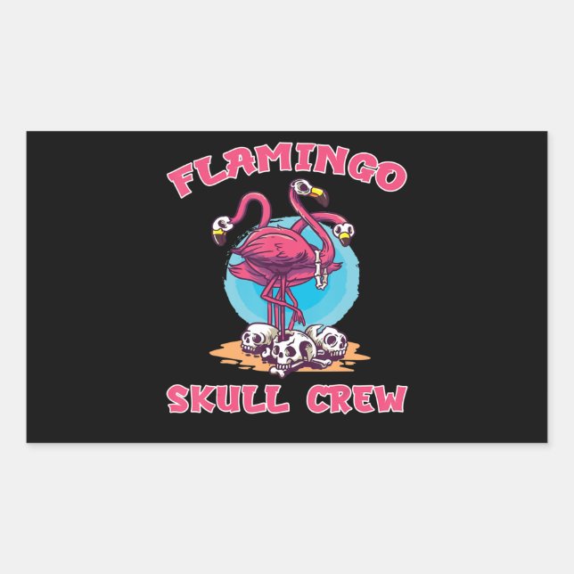 Flamingo | Flamingo Skull Crew Halloween Costume Rectangular Sticker (Front)