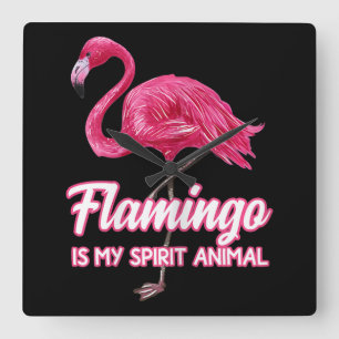 Flamingo Flamingo Spirit Animal Tropical Bird Square Wall Clock