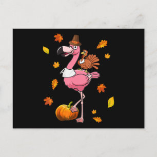 Flamingo   Flamingo Thanksgiving Halloween Announcement Postcard