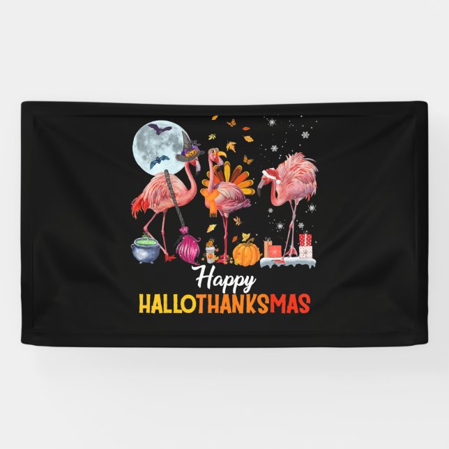 Flamingo|Flamingo Thanksgiving Halloween Christmas Banner (Horizontal)