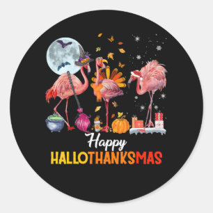 Flamingo Flamingo Thanksgiving Halloween Christmas Classic Round Sticker