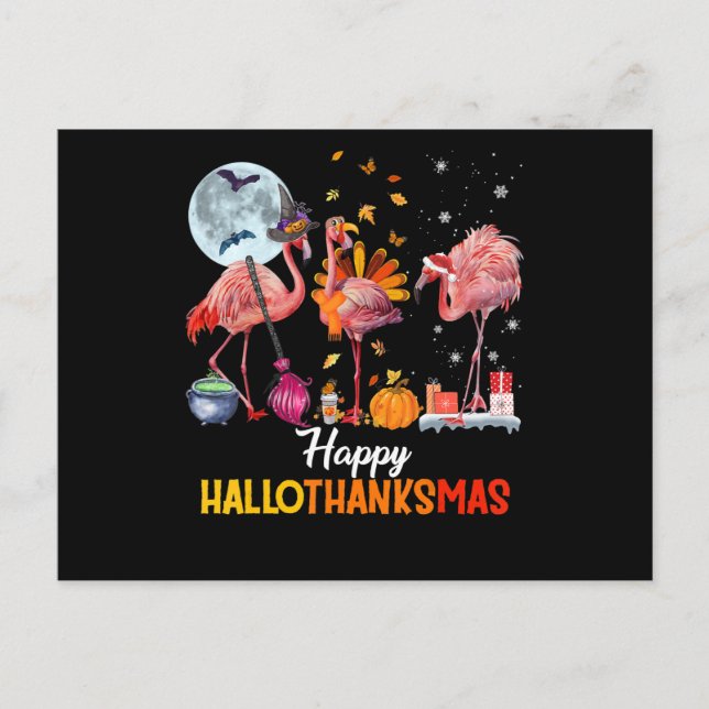 Flamingo|Flamingo Thanksgiving Halloween Christmas Holiday Postcard (Front)