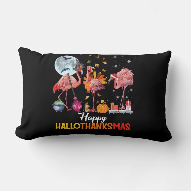 Flamingo|Flamingo Thanksgiving Halloween Christmas Lumbar Pillow (Front)