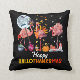 Flamingo Flamingo Thanksgiving Halloween Christmas Throw Pillow