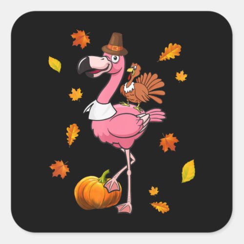 Flamingo  Flamingo Thanksgiving Halloween Square Sticker