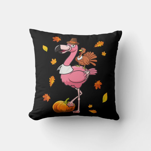 Flamingo | Flamingo Thanksgiving Halloween Throw Pillow (Front)