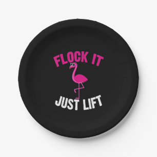 Flamingo Flamingo Weightlifting Flock Paper Plates