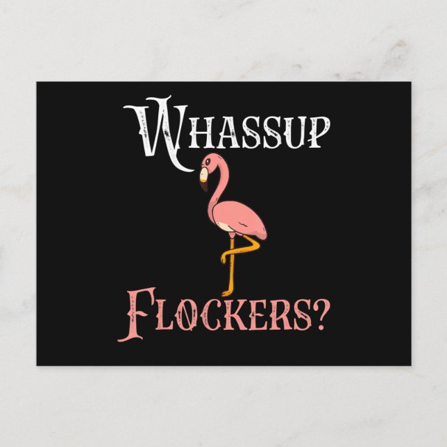 Flamingo | Flamingo Whassup Flockers Invitation Postcard (Front)
