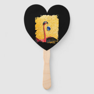 Flamingo Flamingo With Blue Yo-Yo Hand Fan