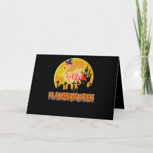 Flamingo Flamingoween Funny Witch Halloween Card