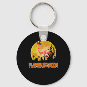 Flamingo Flamingoween Funny Witch Halloween Keychain