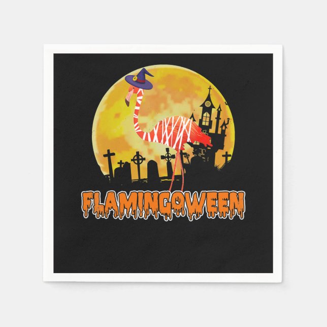 Flamingo | Flamingoween Funny Witch Halloween Napkins (Front)