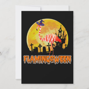 Flamingo Flamingoween Funny Witch Halloween Save The Date