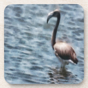 Flamingo Fledgling Watercolor Beverage Coaster