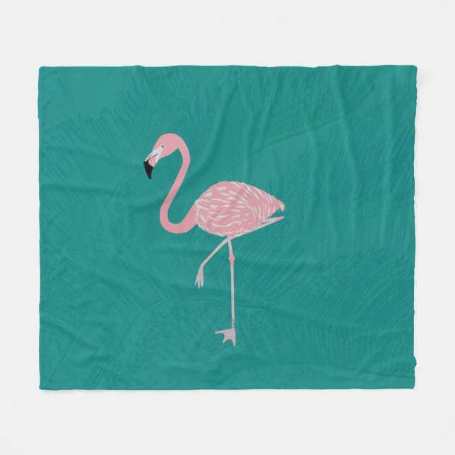 Flamingo Fleece Blanket (Front (Horizontal))