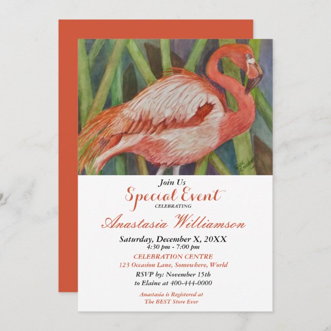 FLAMINGO FLING PARTY EVENT INVITE (Front/Back)