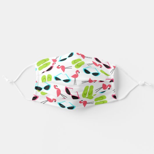 Flamingo Flip Flops Sunglasses Adult Cloth Face Mask (Front, Unfolded)