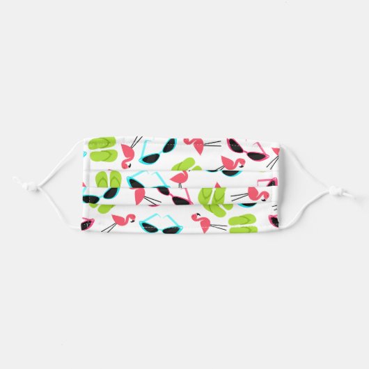 Flamingo Flip Flops Sunglasses Adult Cloth Face Mask (Front, Folded)