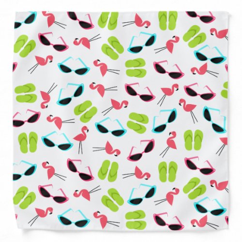 Flamingo Flip Flops Sunglasses Pattern Bandana