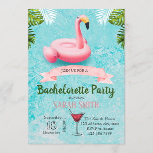Flamingo float bachelorette invitation
