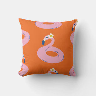 Flamingo Float Fun Throw Pillow