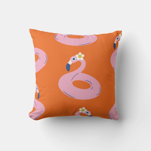 Flamingo Float Fun Throw Pillow (Front)