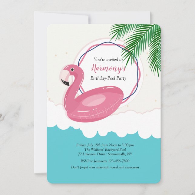 Flamingo Float Invitation (Front)