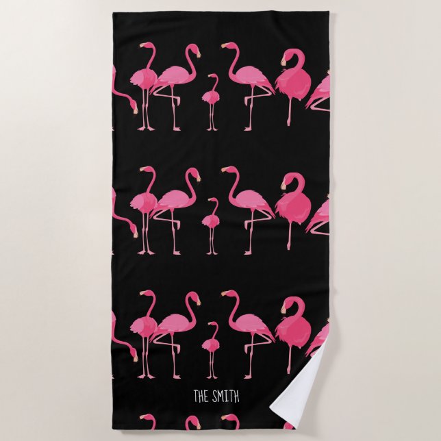 Flamingo flock   beach towel (Front)