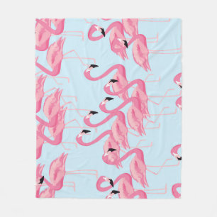 Flamingo Flock: Tropical Vintage Print Fleece Blanket