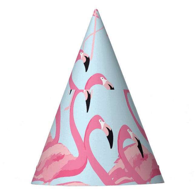 Flamingo Flock: Tropical Vintage Print Party Hat (Front)