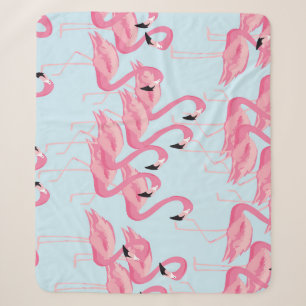 Flamingo Flock: Tropical Vintage Print Sherpa Blanket